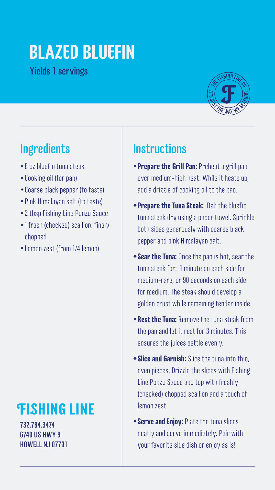 Blazed Buefin recipe card